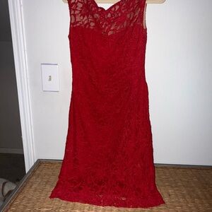 Ralph Lauren Red Lace Mini Dress